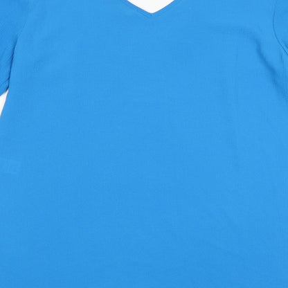 Womens UK Size 10 Papaya Blue Basic Blouse
