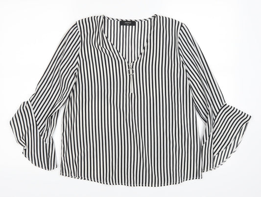 Papaya Womens Black Striped  Basic Blouse Size 10