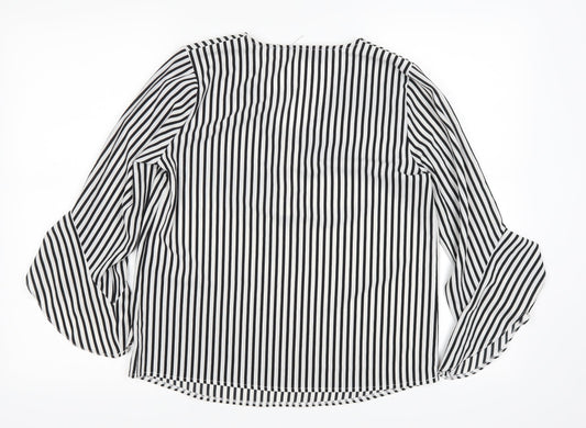 Papaya Womens Black Striped  Basic Blouse Size 10