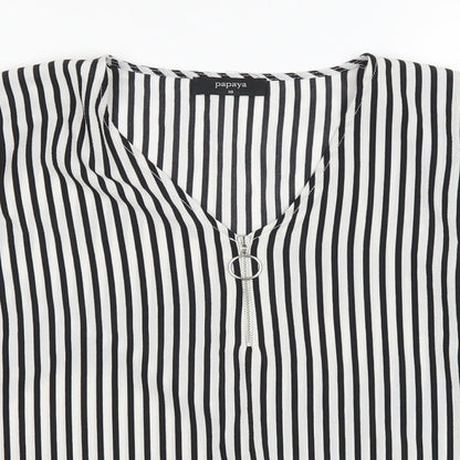 Papaya Womens Black Striped  Basic Blouse Size 10