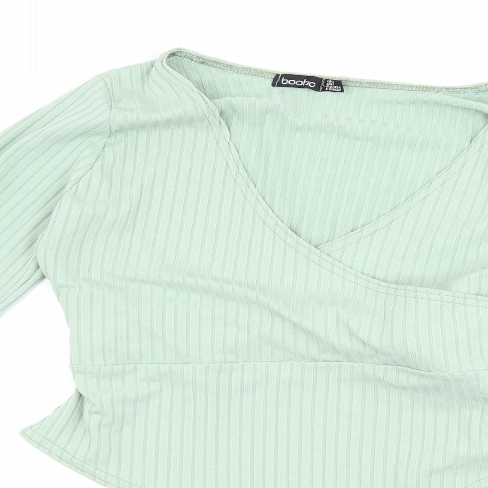 Womens UK Size 6 Boohoo Green Basic T-Shirt