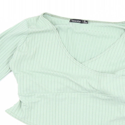 Womens UK Size 6 Boohoo Green Basic T-Shirt
