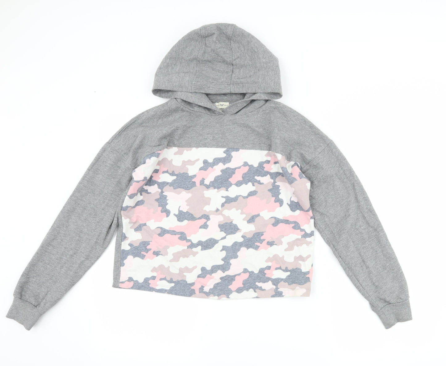 F&F Girls Grey Camouflage  Pullover Hoodie Size 12-13 Years