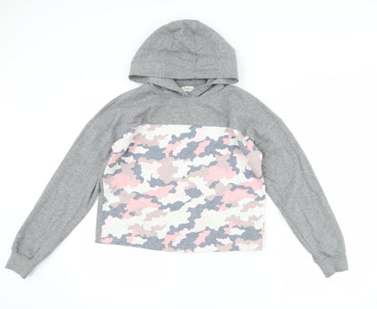 F&F Girls Grey Camouflage  Pullover Hoodie Size 12-13 Years