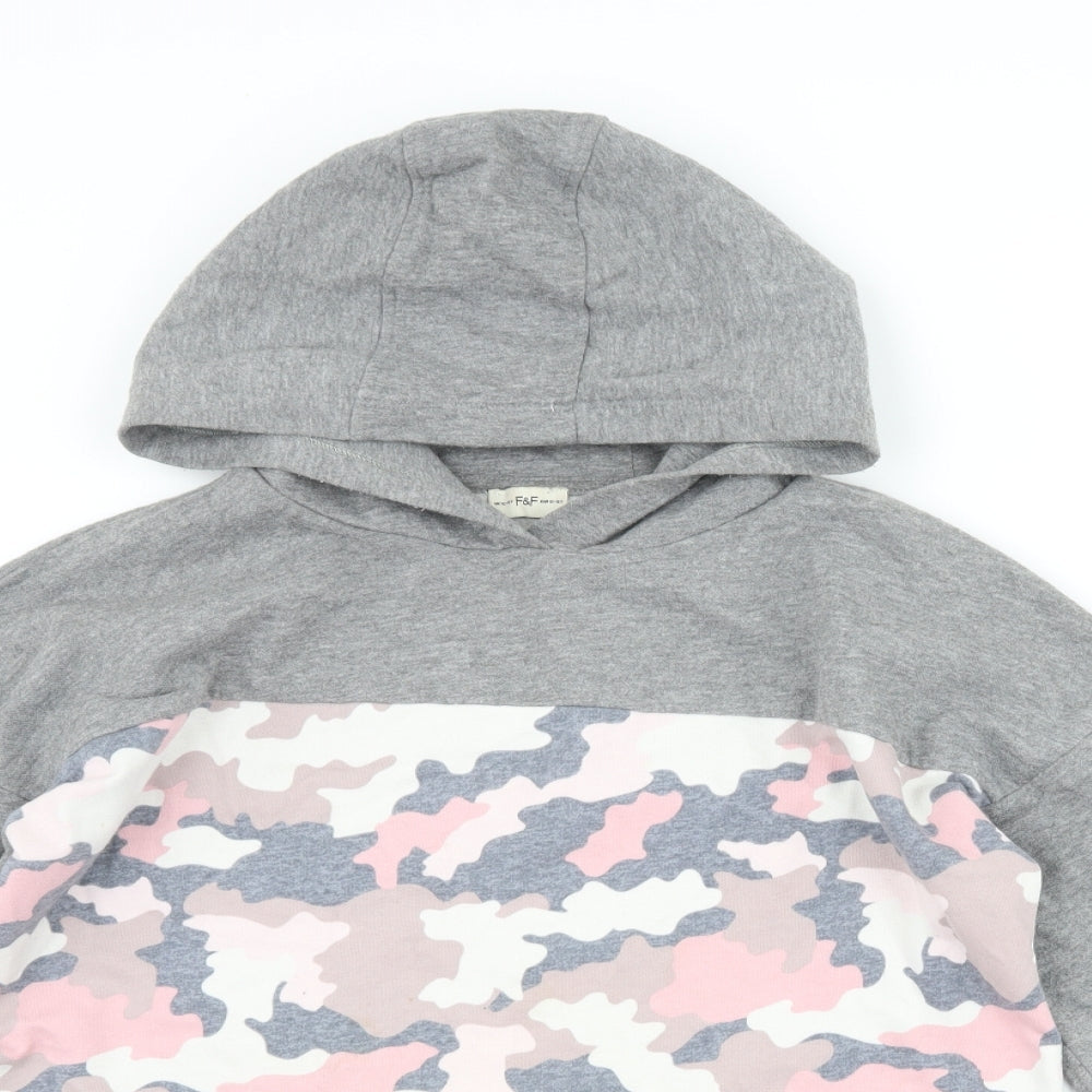 F&F Girls Grey Camouflage  Pullover Hoodie Size 12-13 Years