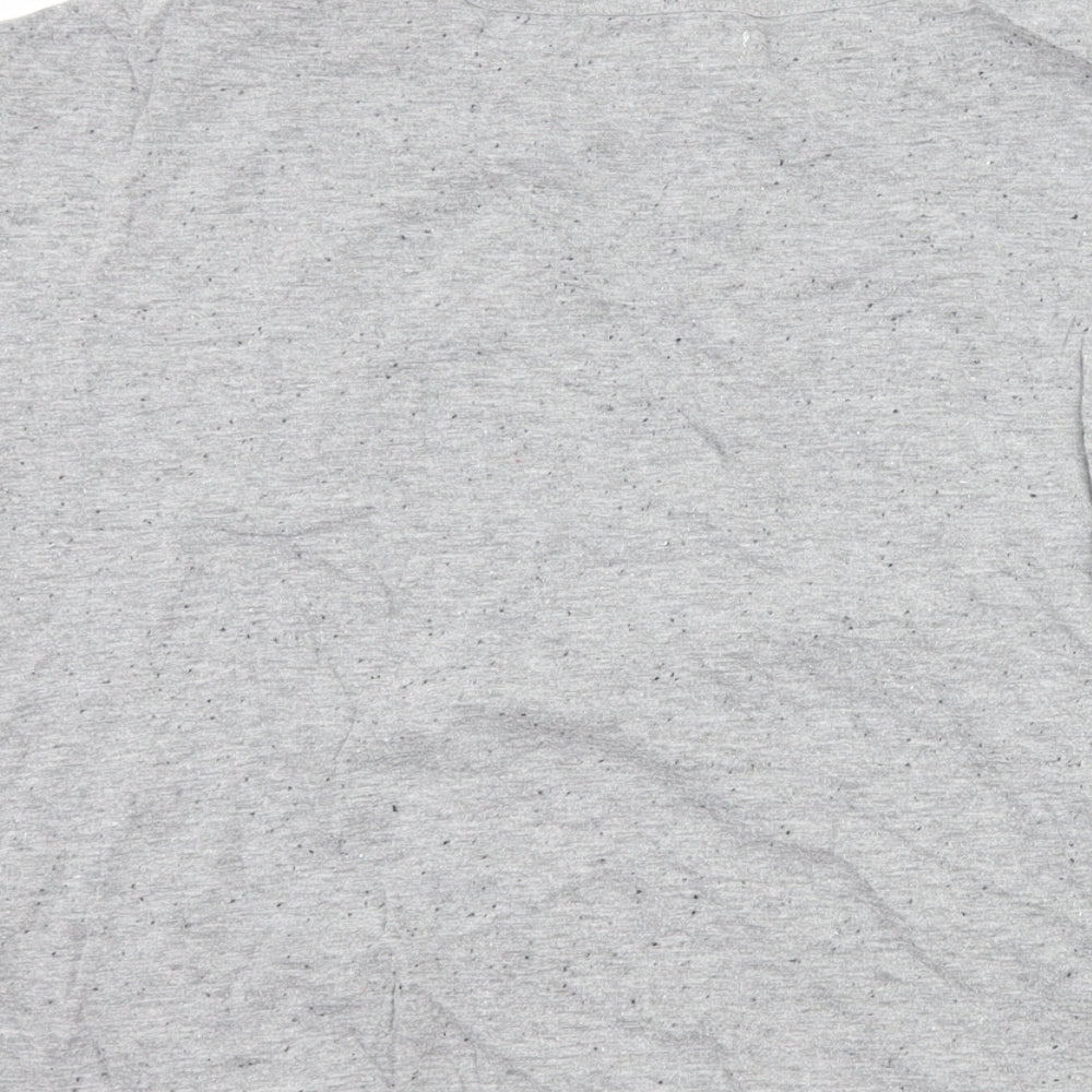 Minoti Girls Grey   Basic T-Shirt Size 9-10 Years  - slogan cut out shoulders