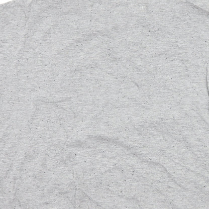 Minoti Girls Grey   Basic T-Shirt Size 9-10 Years  - slogan cut out shoulders