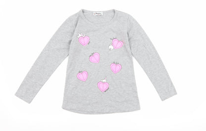 atabay Girls Grey   Basic T-Shirt Size 6-7 Years  - Love Bunny