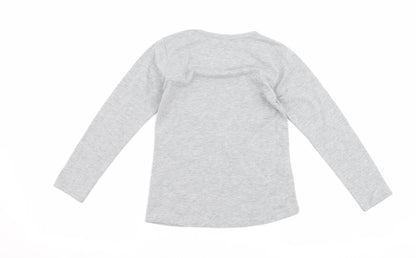 atabay Girls Grey   Basic T-Shirt Size 6-7 Years  - Love Bunny