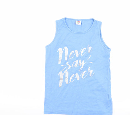 Txm kids Girls Blue   Basic Tank Size 10-11 Years  - never say never