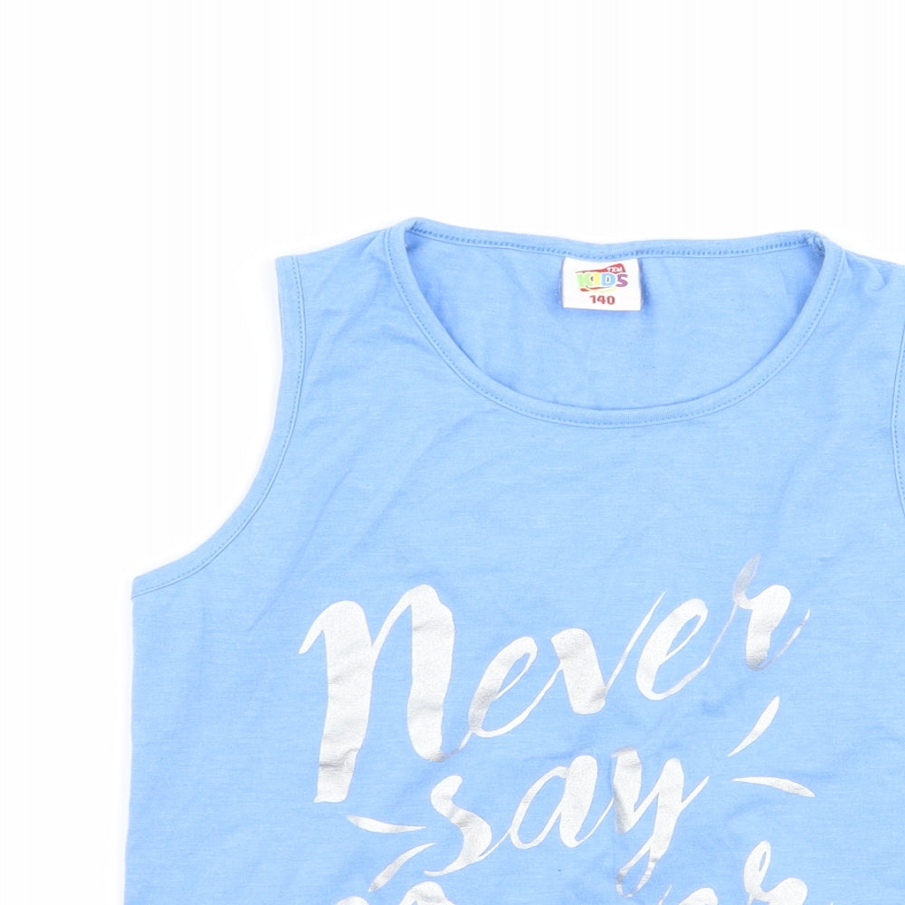Txm kids Girls Blue   Basic Tank Size 10-11 Years  - never say never