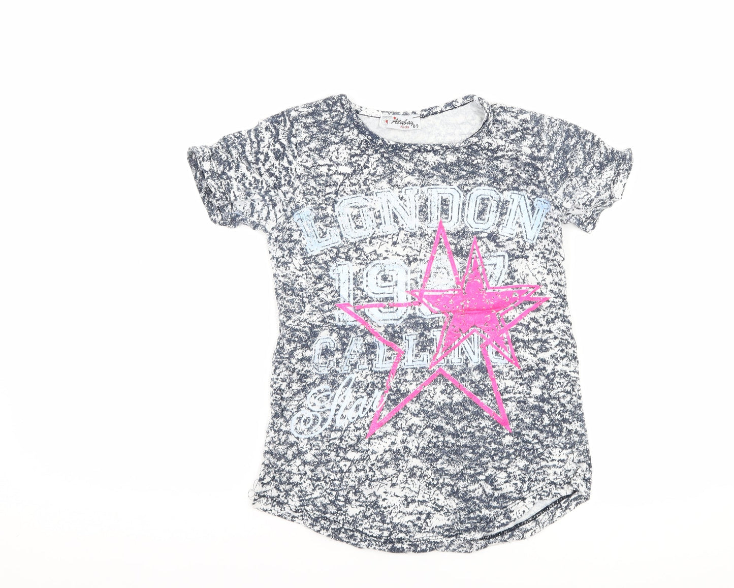 atabay Girls Blue   Basic T-Shirt Size 8-9 Years  - london