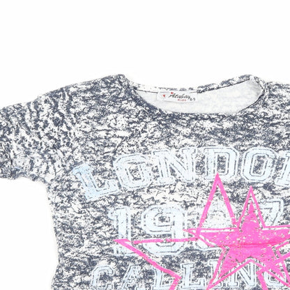 atabay Girls Blue   Basic T-Shirt Size 8-9 Years  - london