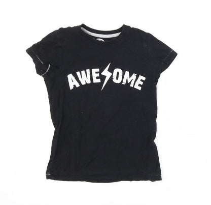 Matalan Boys Black   Basic T-Shirt Size 6 Years  - Awesome