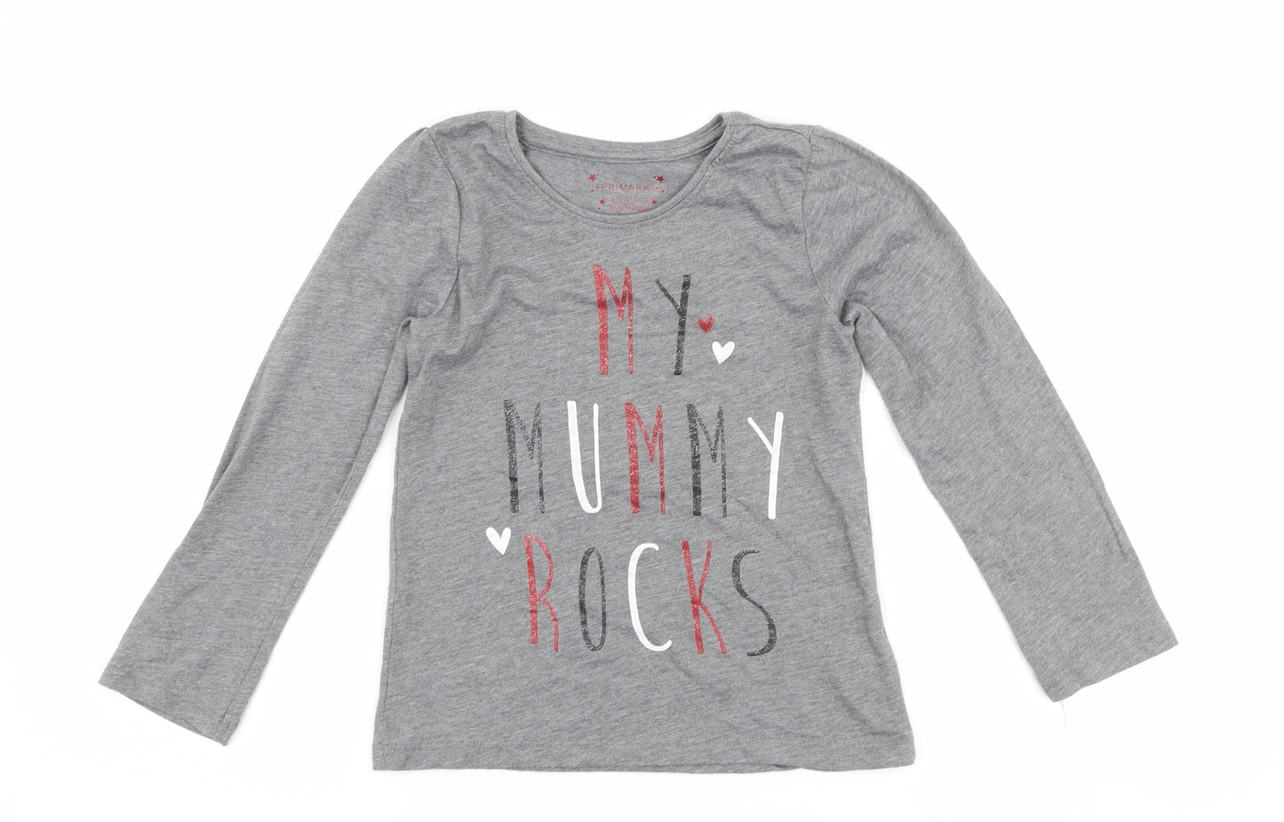 Primark Girls Grey   Basic T-Shirt Size 6-7 Years  - my mummy rocks