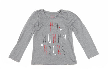 Primark Girls Grey   Basic T-Shirt Size 6-7 Years  - my mummy rocks