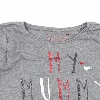 Primark Girls Grey   Basic T-Shirt Size 6-7 Years  - my mummy rocks