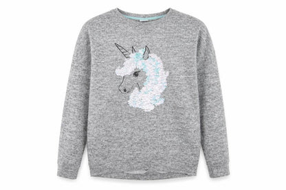 F&F Girls Grey   Pullover Sweatshirt Size 12-13 Years  - Unicorn