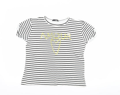 Quiz Womens Black Striped  Basic T-Shirt Size 12  - amour