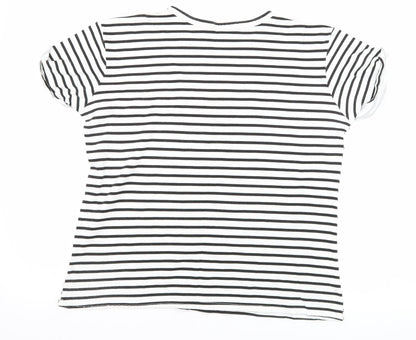 Quiz Womens Black Striped  Basic T-Shirt Size 12  - amour