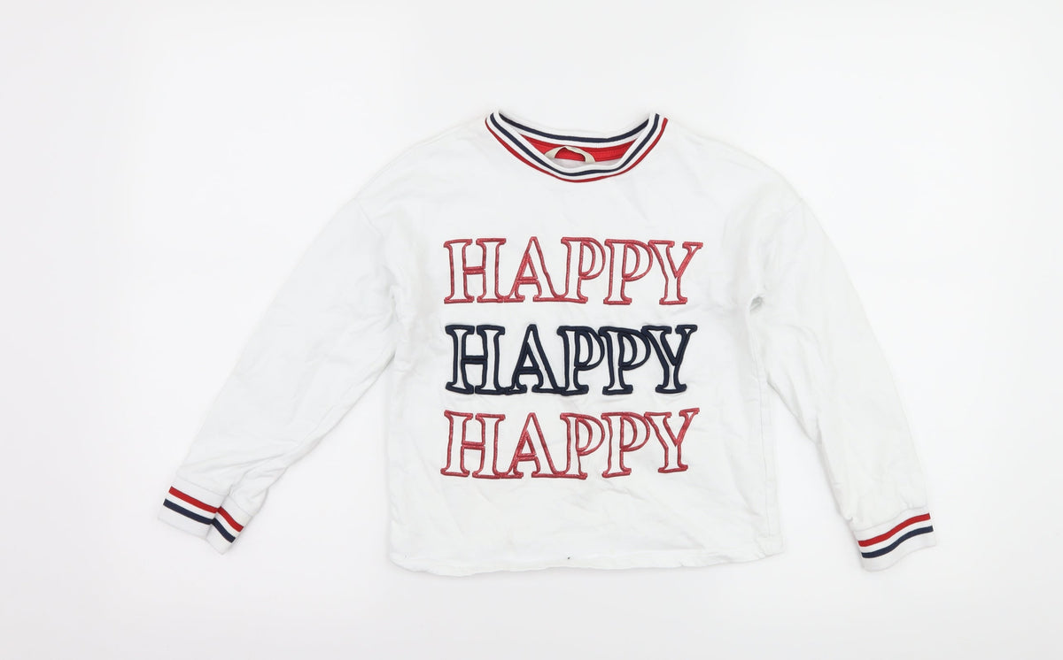 George Boys White   Pullover Sweatshirt Size 8-9 Years  - happy