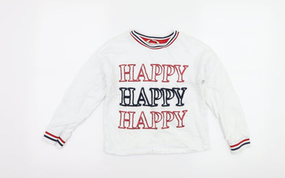 George Boys White   Pullover Sweatshirt Size 8-9 Years  - happy