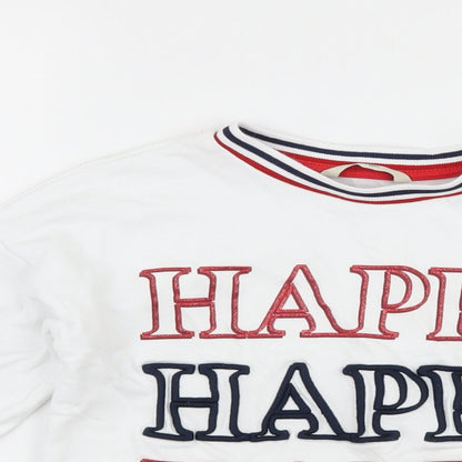 George Boys White   Pullover Sweatshirt Size 8-9 Years  - happy