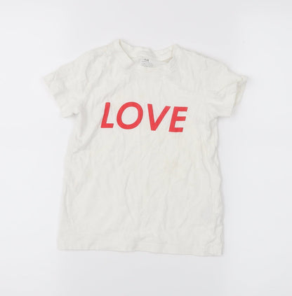 H&M Girls White   Pullover T-Shirt Size 3-4 Years