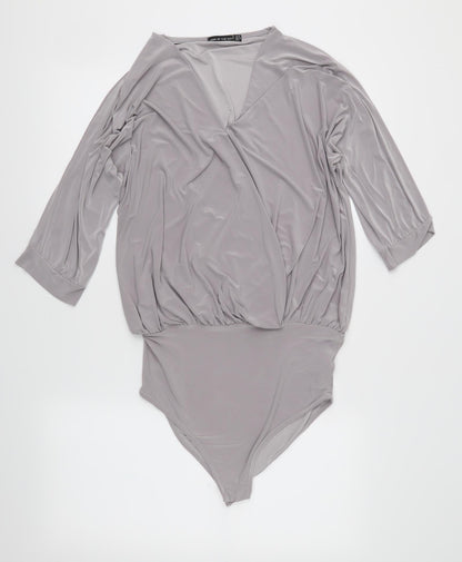Womens UK Size 10 Look of the day Grey Wrap Button-Up