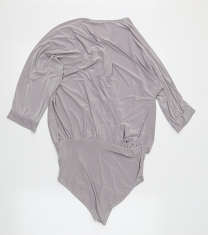 Womens UK Size 10 Look of the day Grey Wrap Button-Up