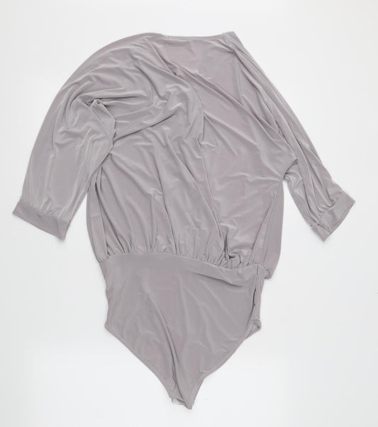 Womens UK Size 10 Look of the day Grey Wrap Button-Up