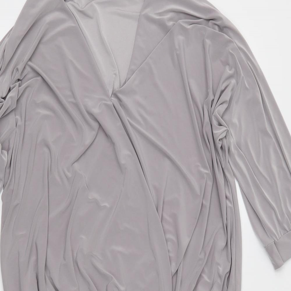 Womens UK Size 10 Look of the day Grey Wrap Button-Up