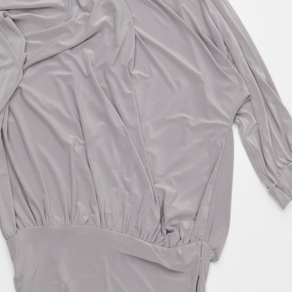 Womens UK Size 10 Look of the day Grey Wrap Button-Up