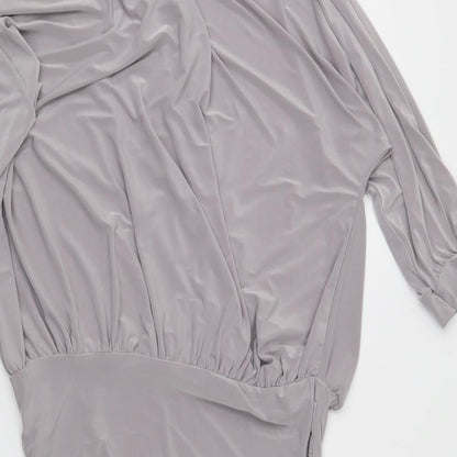 Womens UK Size 10 Look of the day Grey Wrap Button-Up