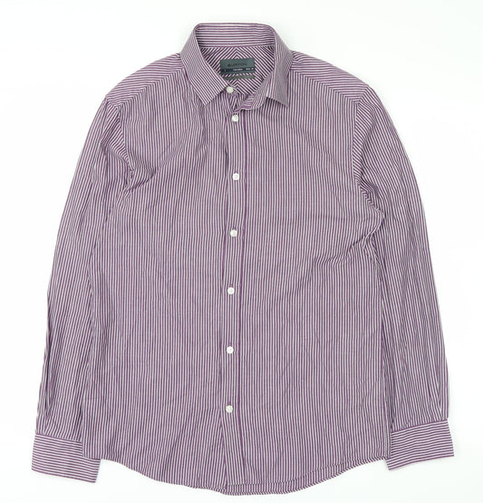 Mens UK Size 14.5 Burton Purple  Button-Up Long Sleeve Casual Shirt
