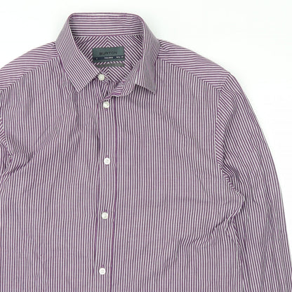 Mens UK Size 14.5 Burton Purple  Button-Up Long Sleeve Casual Shirt