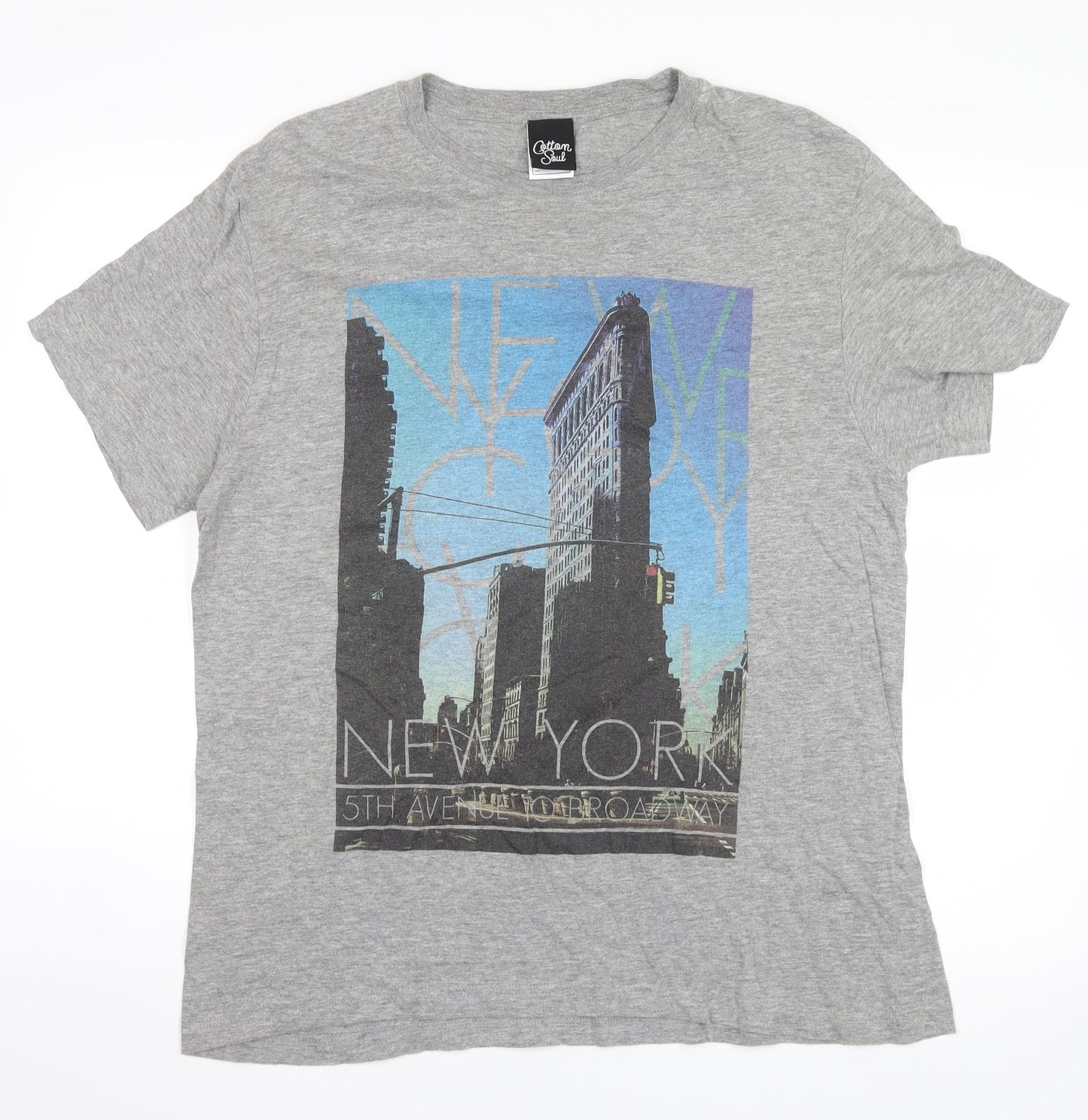 cotton soul Mens Grey    T-Shirt Size M  - new york