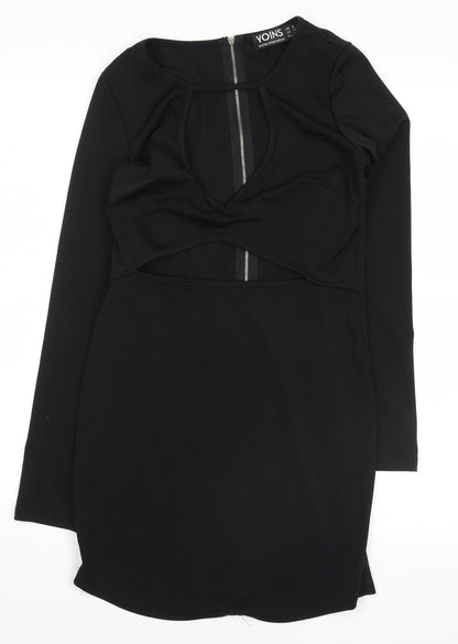 Yoins Womens Black   Shirt Dress  Size 10