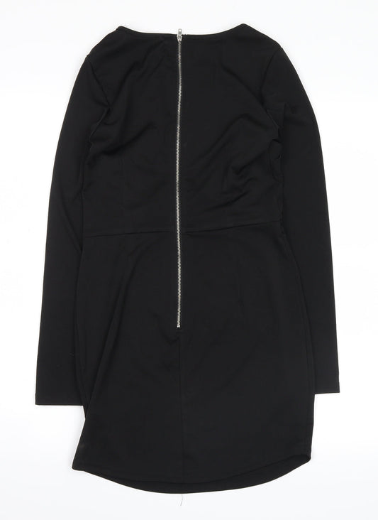Yoins Womens Black   Shirt Dress  Size 10