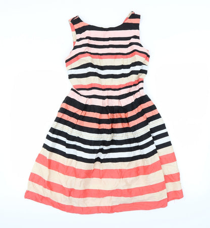 Dorothy Perkins Womens Multicoloured Striped  Fit & Flare  Size 10