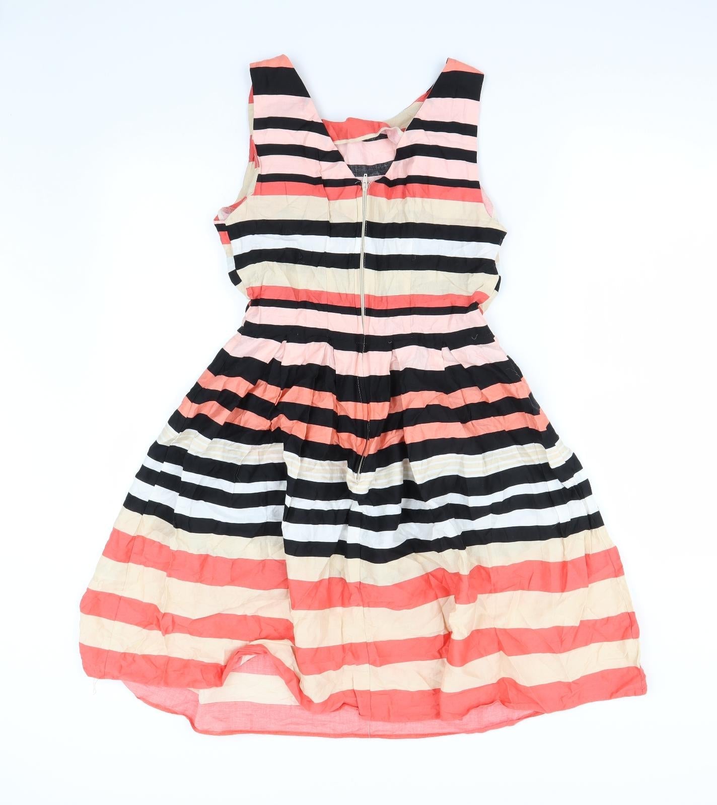 Dorothy Perkins Womens Multicoloured Striped  Fit & Flare  Size 10