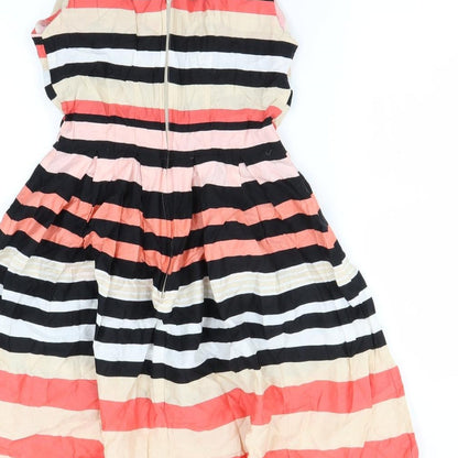 Dorothy Perkins Womens Multicoloured Striped  Fit & Flare  Size 10