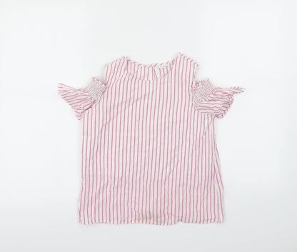 F&F Girls White Striped  Basic Blouse Size 10 Years