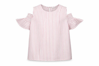 F&F Girls White Striped  Basic Blouse Size 10 Years