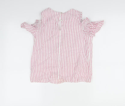F&F Girls White Striped  Basic Blouse Size 10 Years