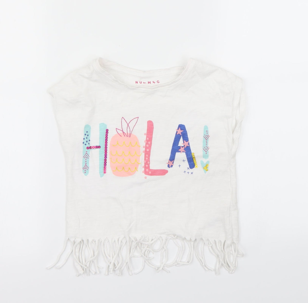 Nutmeg Girls White   Basic T-Shirt Size 6 Years