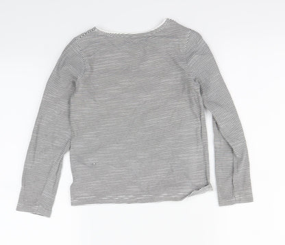 Primark Girls Black Striped  Basic T-Shirt Size 7-8 Years