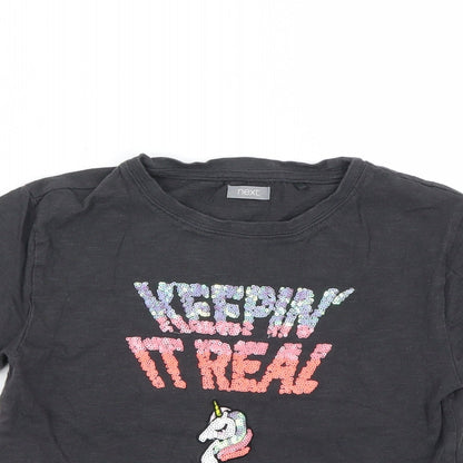 Next  Girls Black   Basic T-Shirt Size 7-8 Years