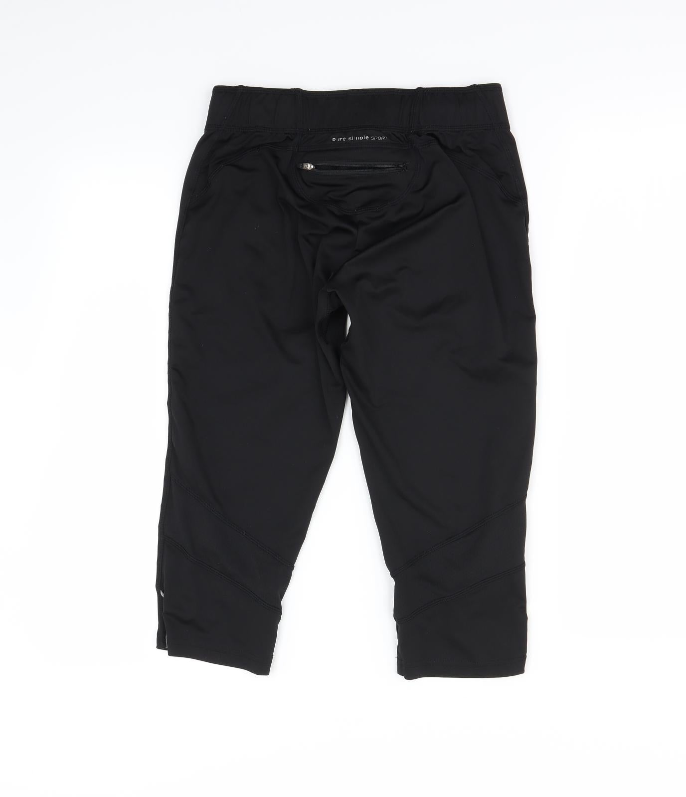 pure  Womens Black   Cropped Leggings Size 10 L17 in