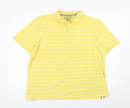 Sand stone Mens Yellow Striped   Polo Size XL